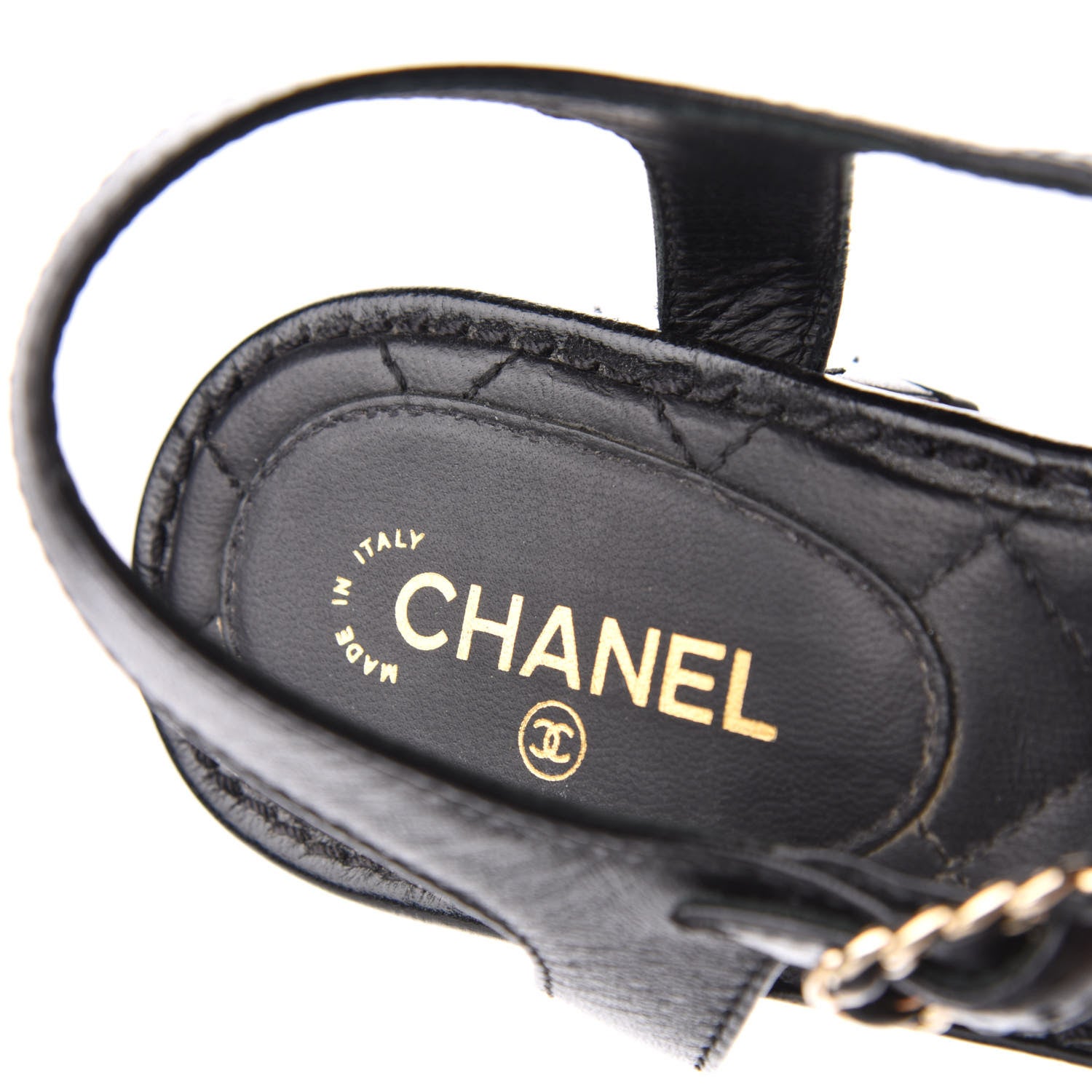 Chanel Lambskin Chain CC Logo Thong Sandals 38.5 Black 6 of 11