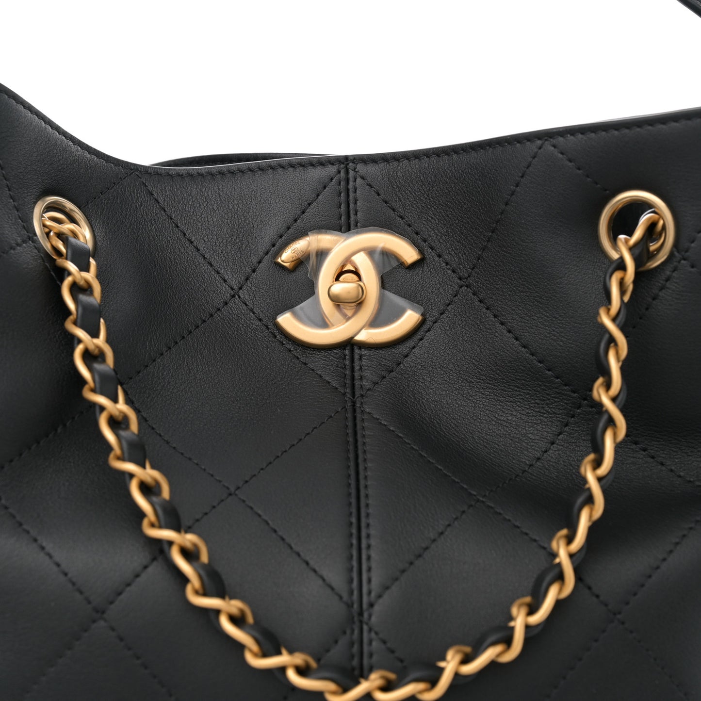 Calfskin Stitched Hobo Black