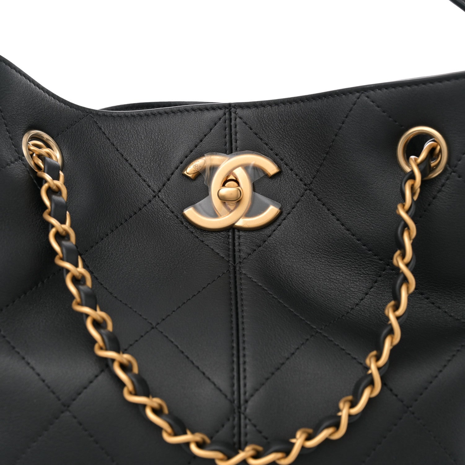 Chanel Calfskin Stitched Hobo Black 8 of 10