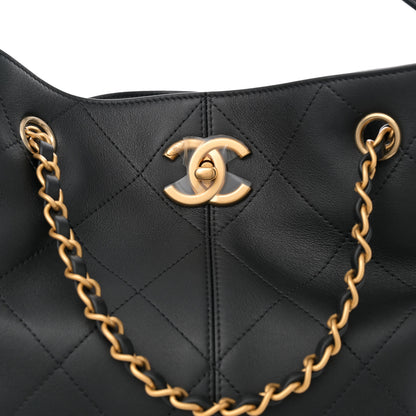 Chanel Calfskin Stitched Hobo Black 8 of 10