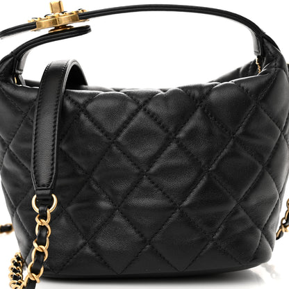 Chanel Lambskin Quilted Small Perfect Meeting Hobo Black 7 of 10