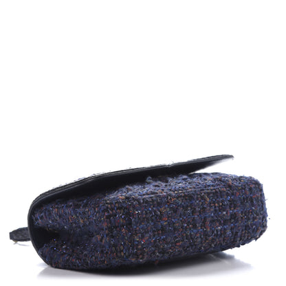 Chanel Tweed Watersnake Quilted Medium CC Filigree Flap Blue Black 4 of 12