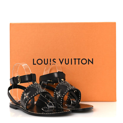 Louis Vuitton Soft Calfskin Perforated Horizon Flat Sandals 36 Black 12 of 12