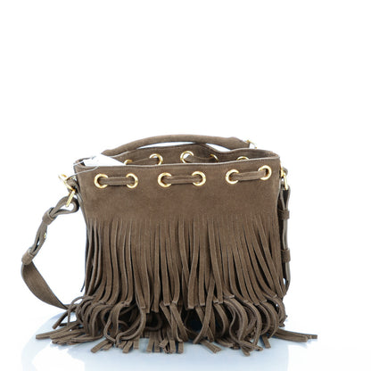 Saint Laurent Suede Calfskin Small Emmanuelle Fringe Bucket Bag Brown 3 of 7