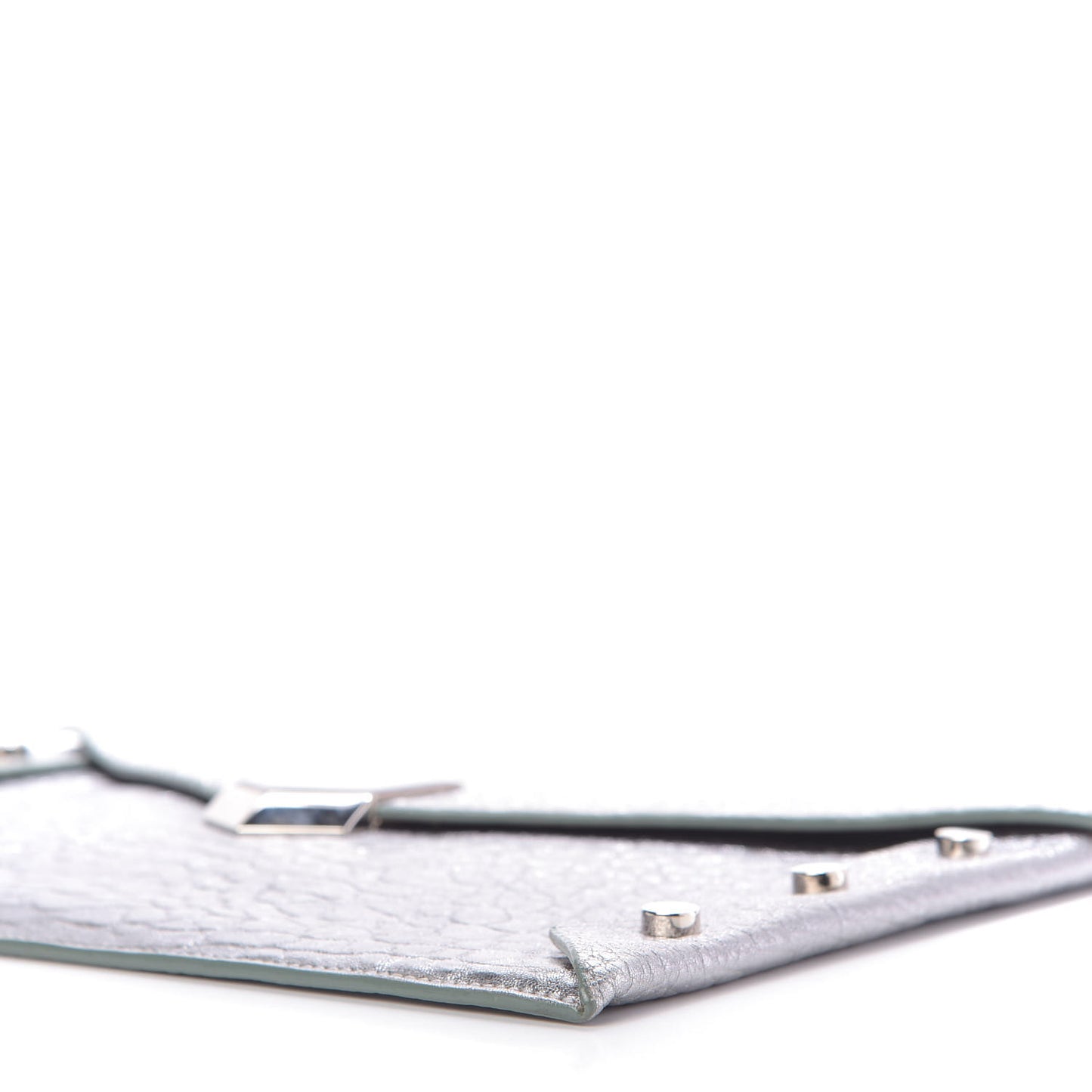 Metallic Grainy Calfskin Lockett Envelope Clutch Platinum