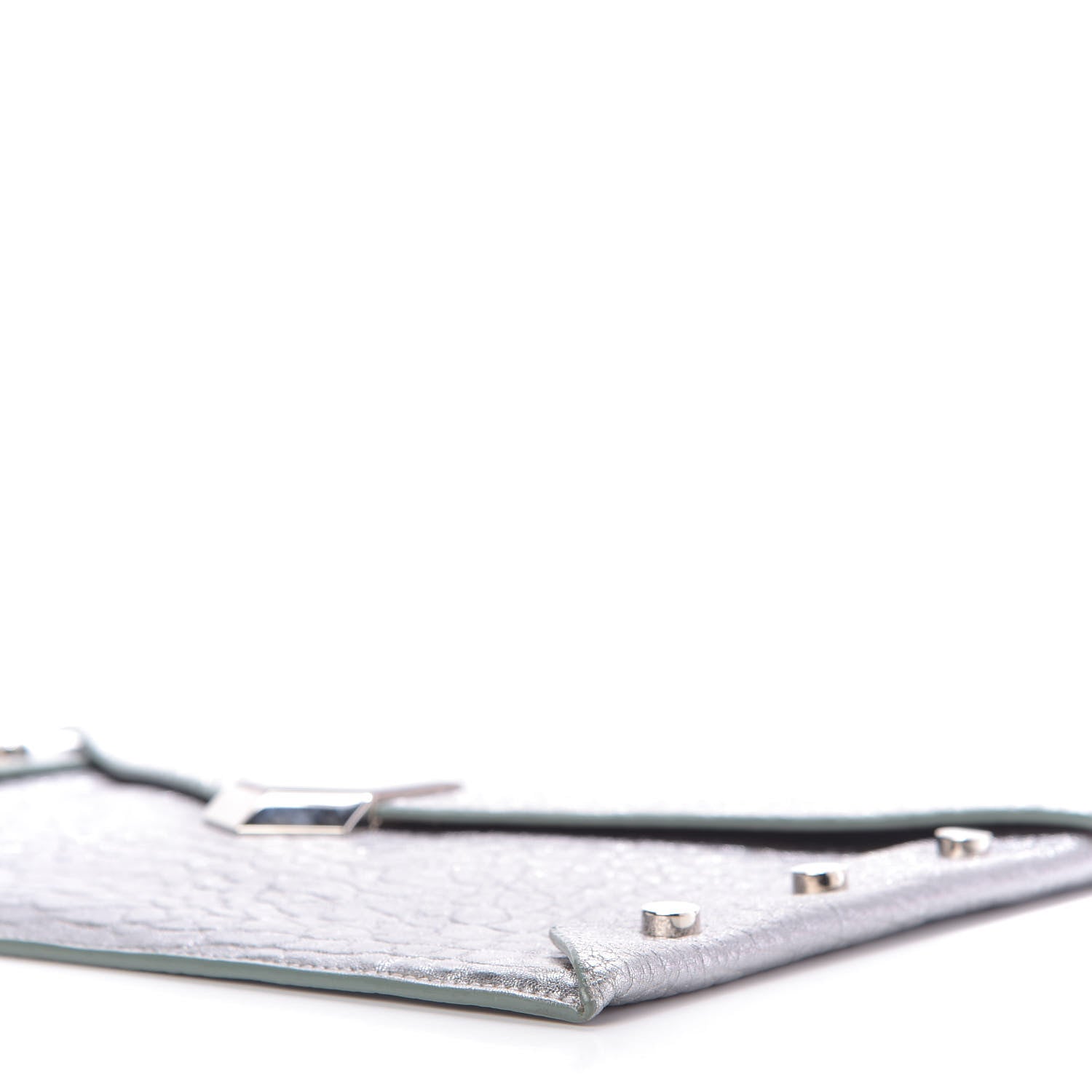 Jimmy Choo Metallic Grainy Calfskin Lockett Envelope Clutch Platinum 7 of 8