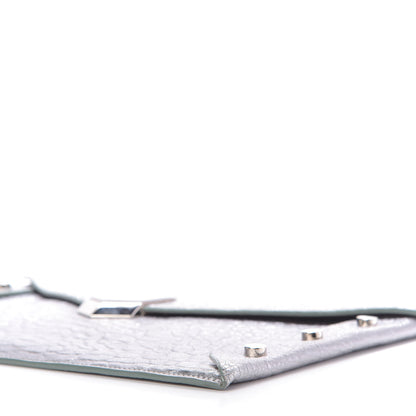 Jimmy Choo Metallic Grainy Calfskin Lockett Envelope Clutch Platinum 7 of 8