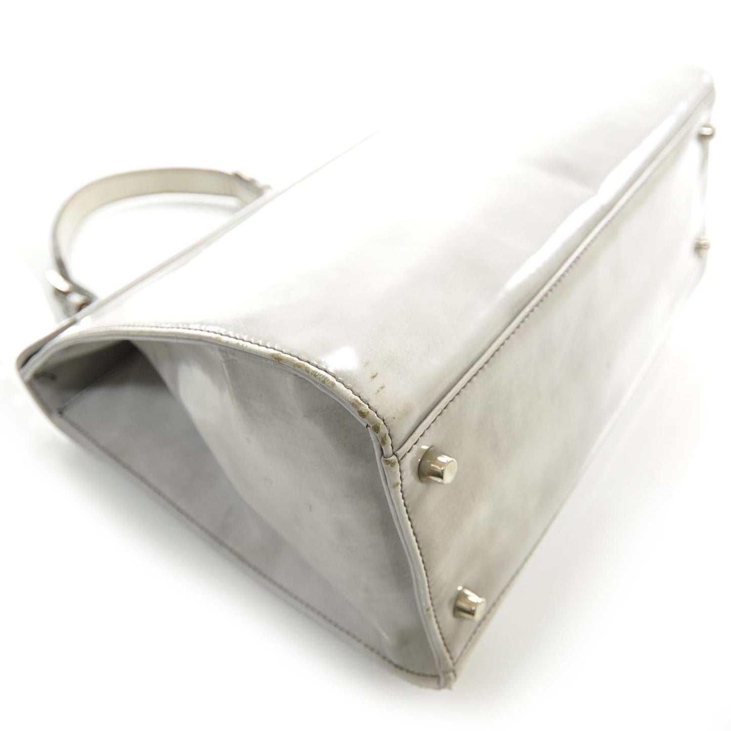 Leather Jacquard Logo Framed Handbag Grey