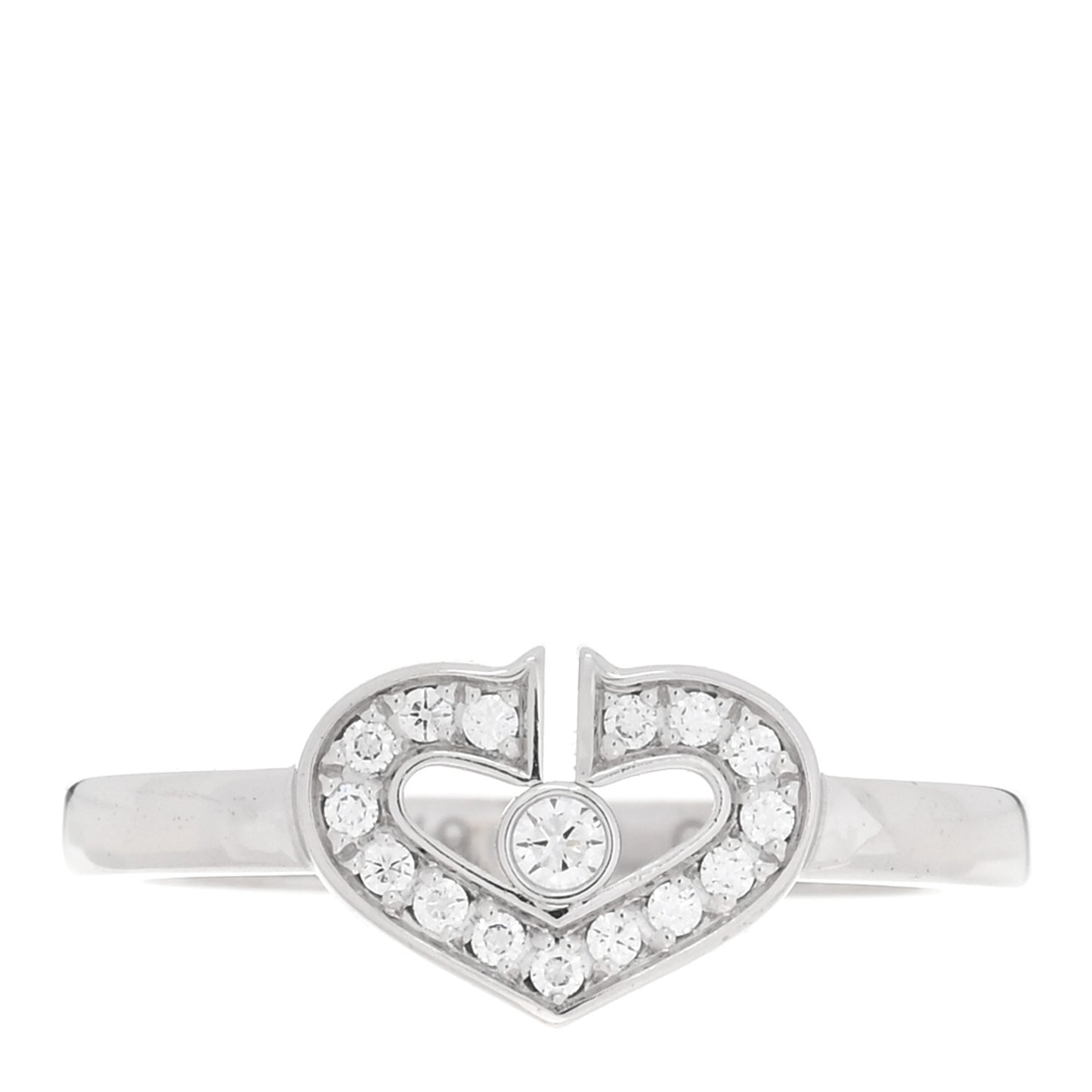 18K White Gold Diamond Small Hearts and Symbols Ring 49 4.75