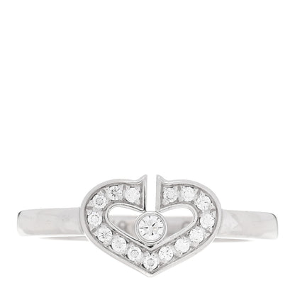 Cartier 18K White Gold Diamond Small Hearts and Symbols Ring 49 4.75 1 of 5