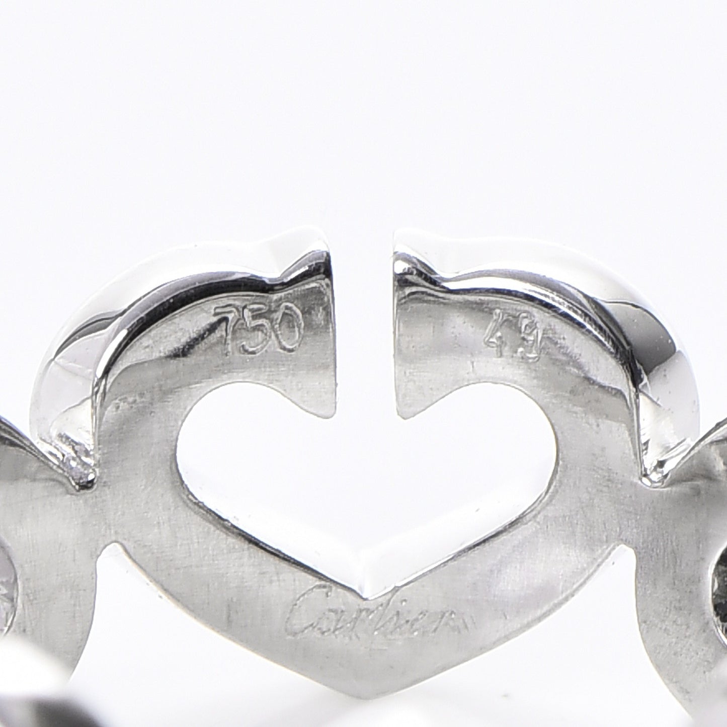 18K White Gold Diamond Hearts and Symbols Ring 49 4.75