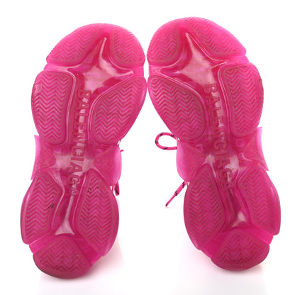 Balenciaga Fabric Mesh Clear Sole Fluo Womens Triple S Sneakers 38 Pink 5 of 7