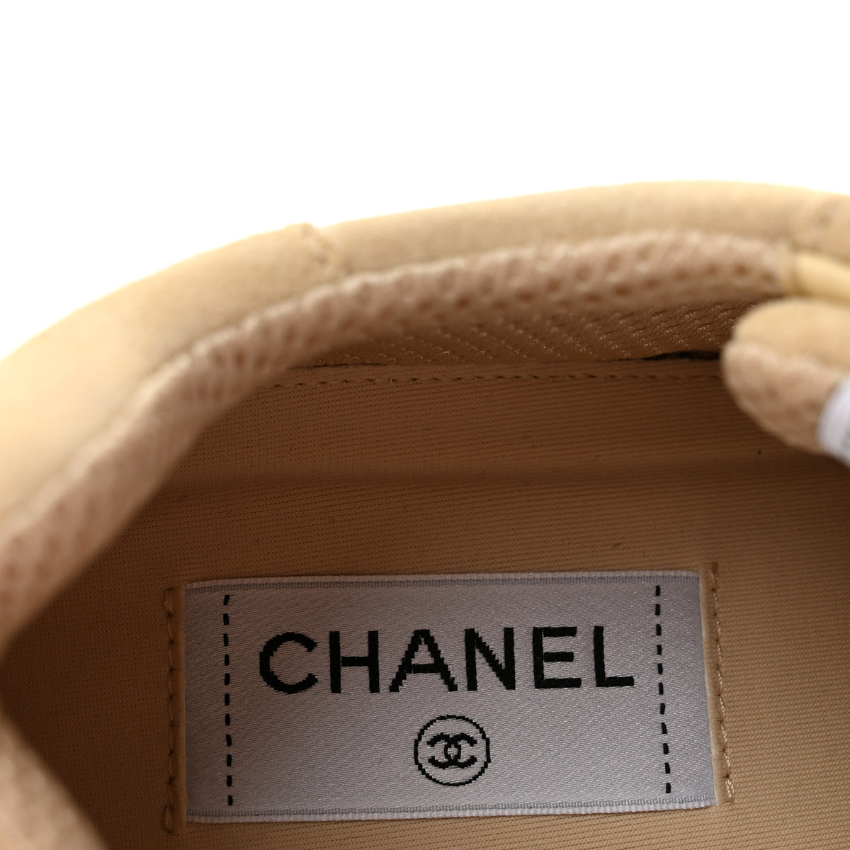 Chanel Suede Calfskin Logo Sneakers 38 Beige 8 of 10
