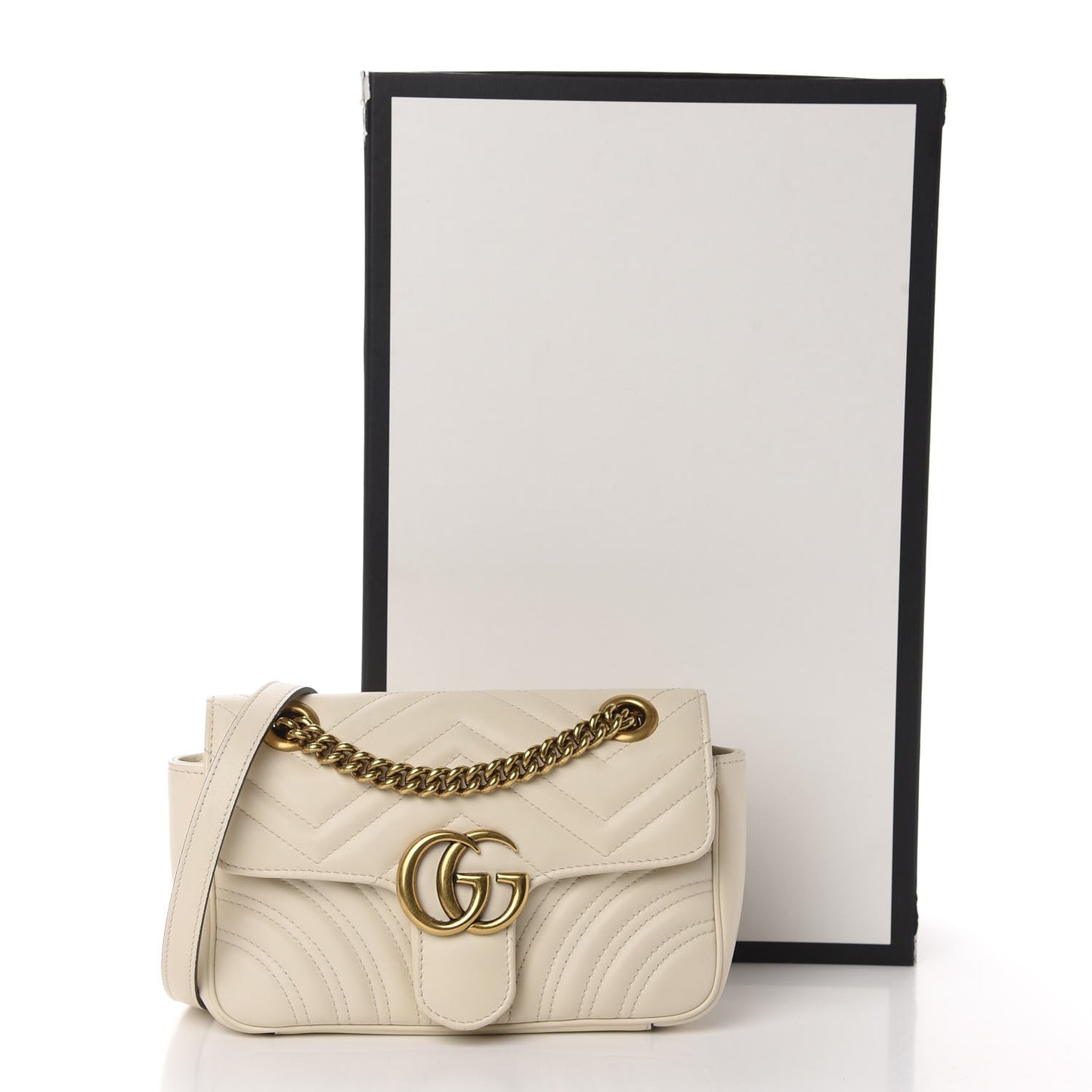 Calfskin Matelasse Mini GG Marmont Shoulder Bag White