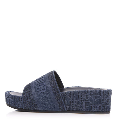 Christian Dior Oblique Denim D-Way Platform Sandal 38 Blue 1 of 9