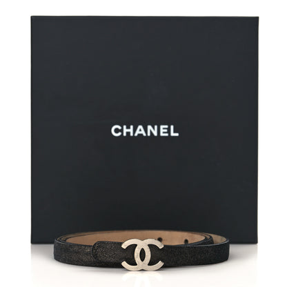 Chanel Glitter Calfskin CC Logo Skinny Belt 85 34 Black 8 of 8