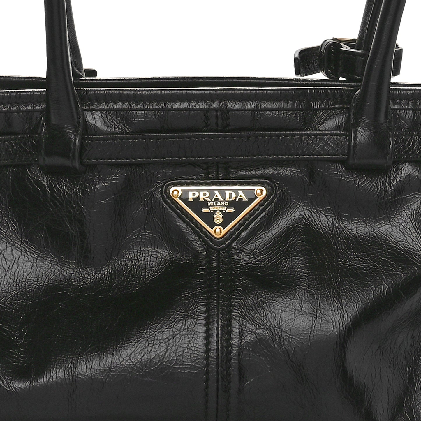 Shiny Nappa Medium Shoulder Bag Black