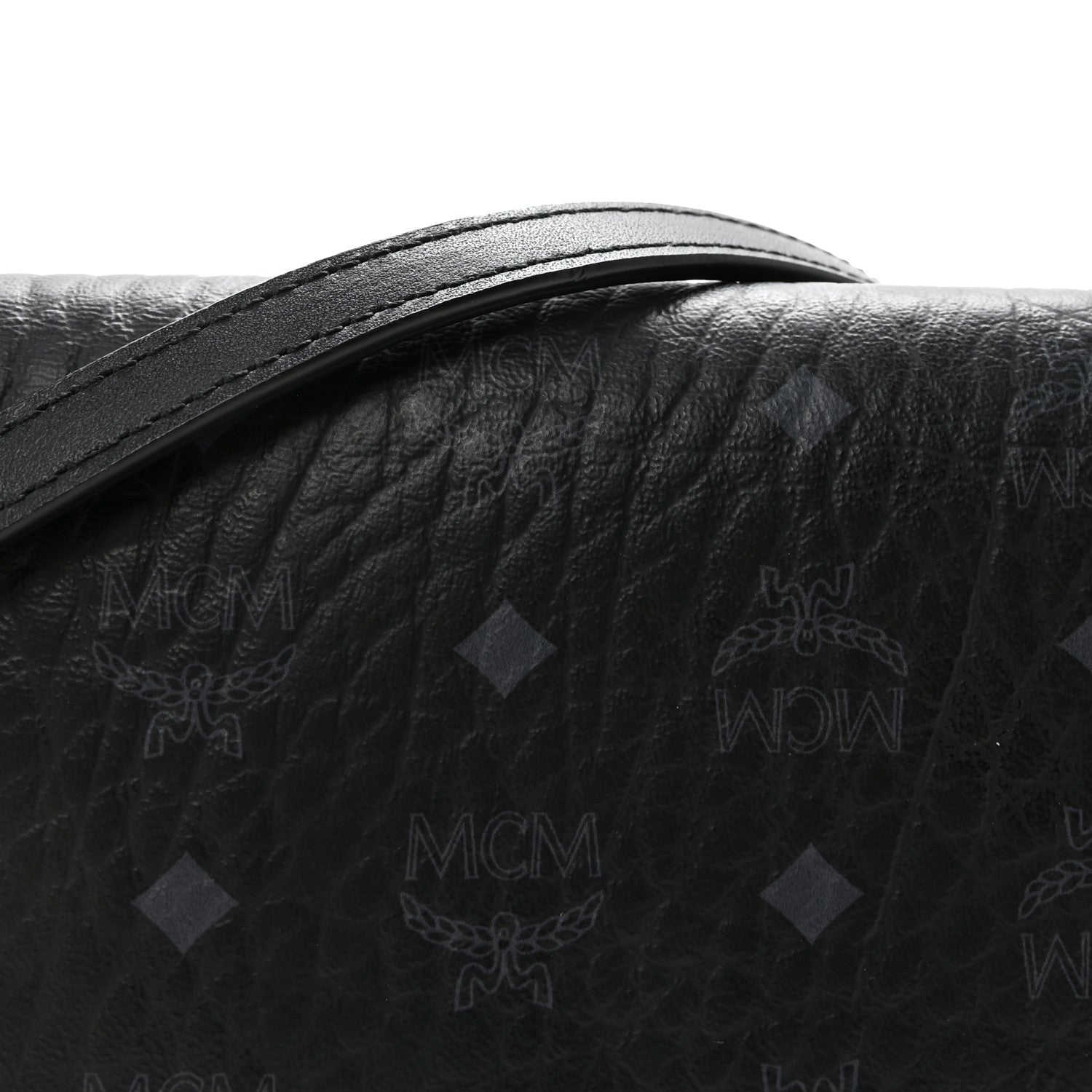MCM Visetos Tri Fold Phone Wallet On Strap Black 7 of 10