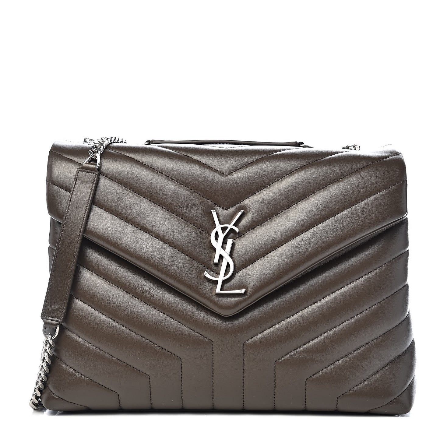 Calfskin Y Quilted Monogram Medium Loulou Chain Satchel Faggio