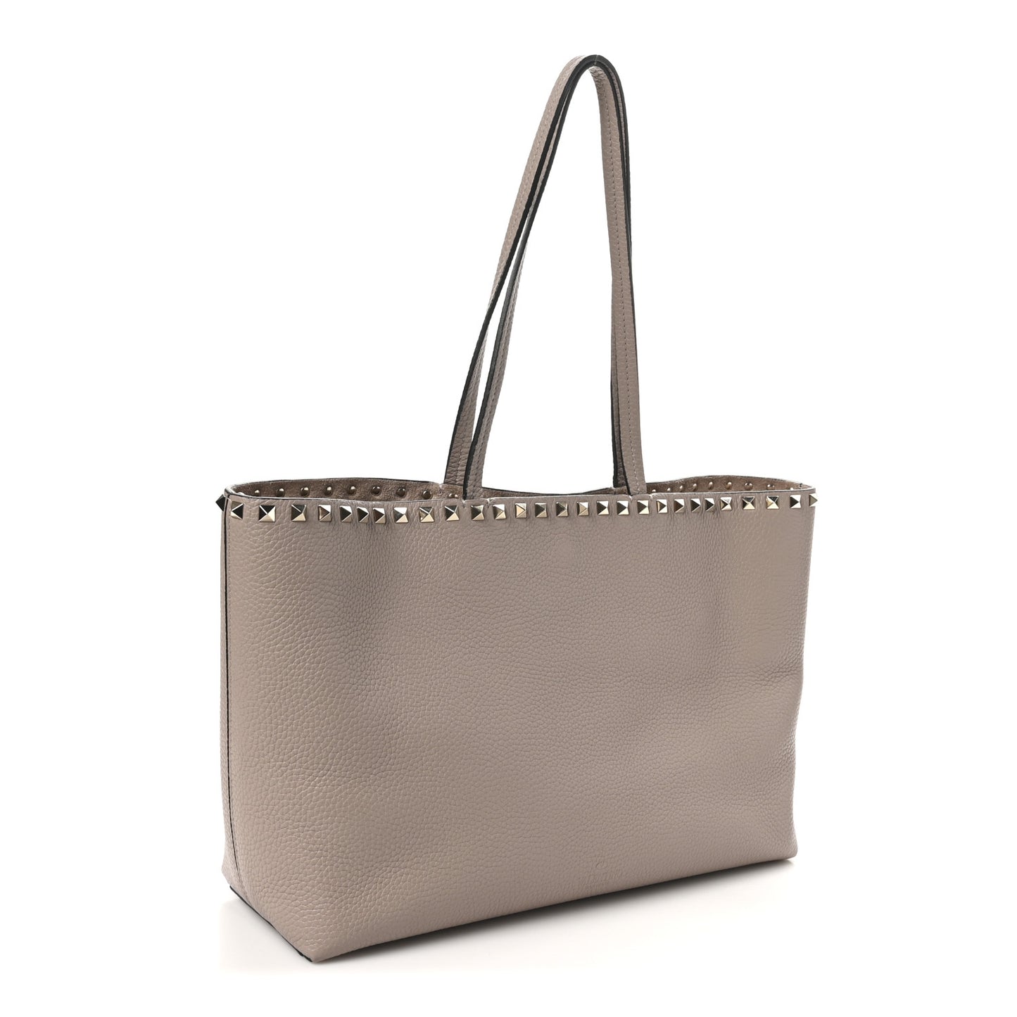Grained Calfskin Small Rockstud Shoulder Tote Poudre