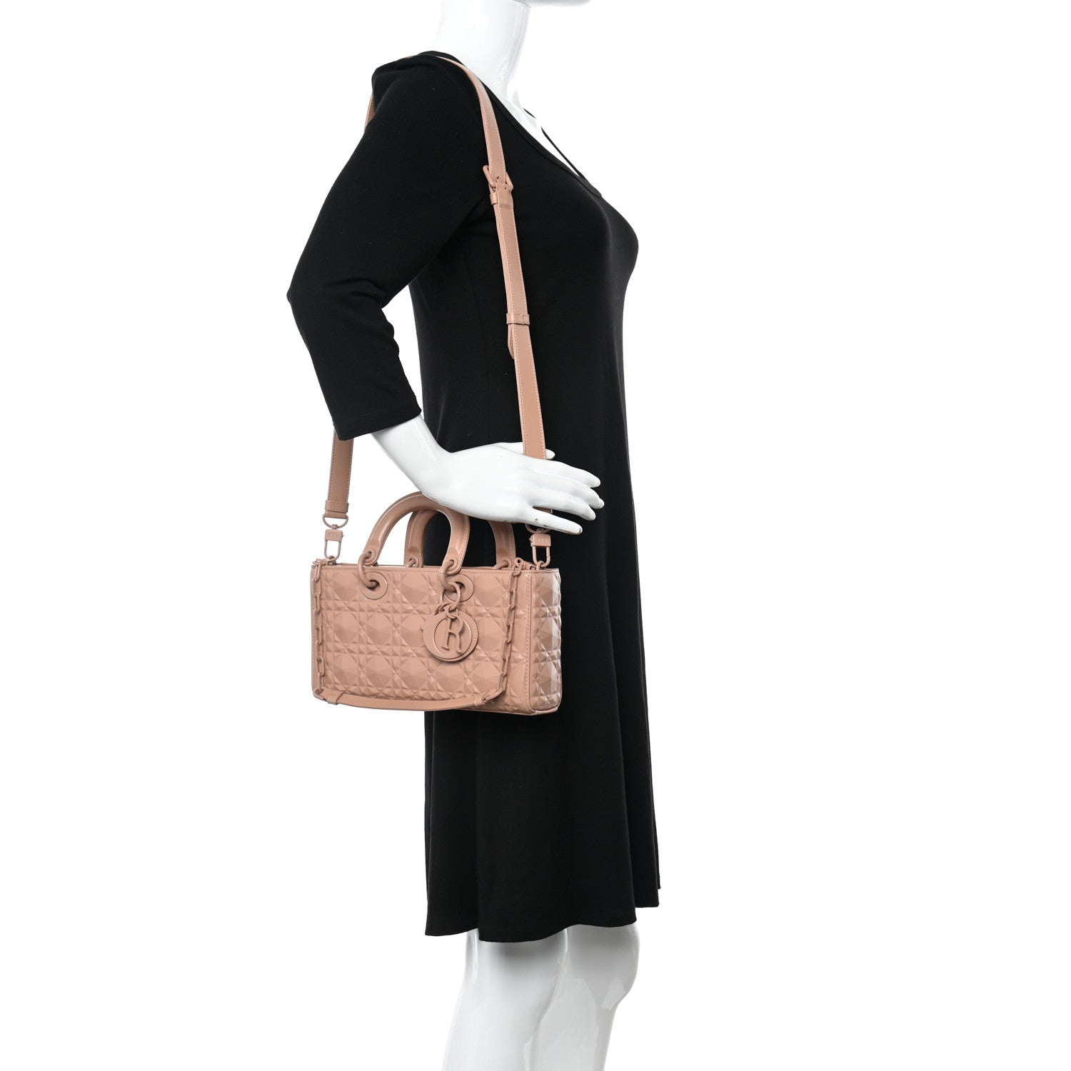 Christian Dior Calfskin Cannage Diamond Medium Lady D-Joy Rose Des Vents 2 of 9