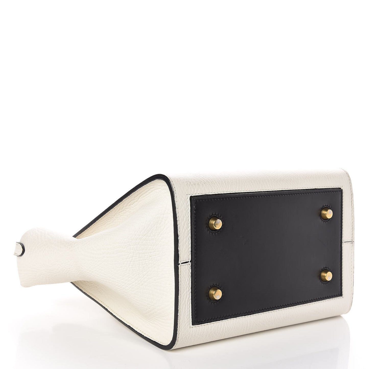 Elephant Calfskin Mini Bi-Color Tie Knot Tote White Black