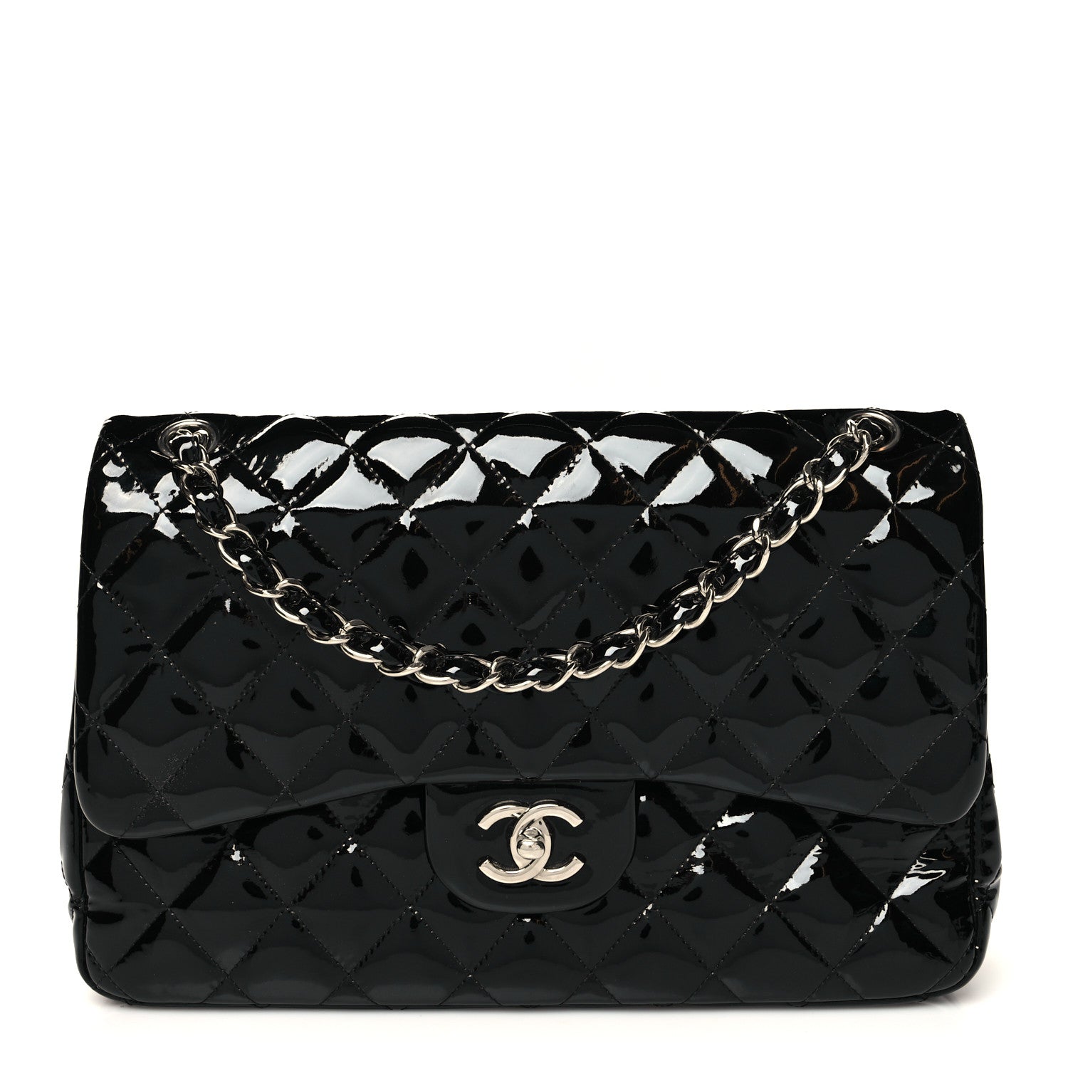 Chanel Patent Quilted Jumbo Double Flap Black 1 of 13