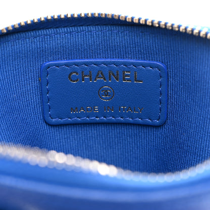 Chanel Caviar Quilted Zip Card Holder Wallet Blue 6 of 8