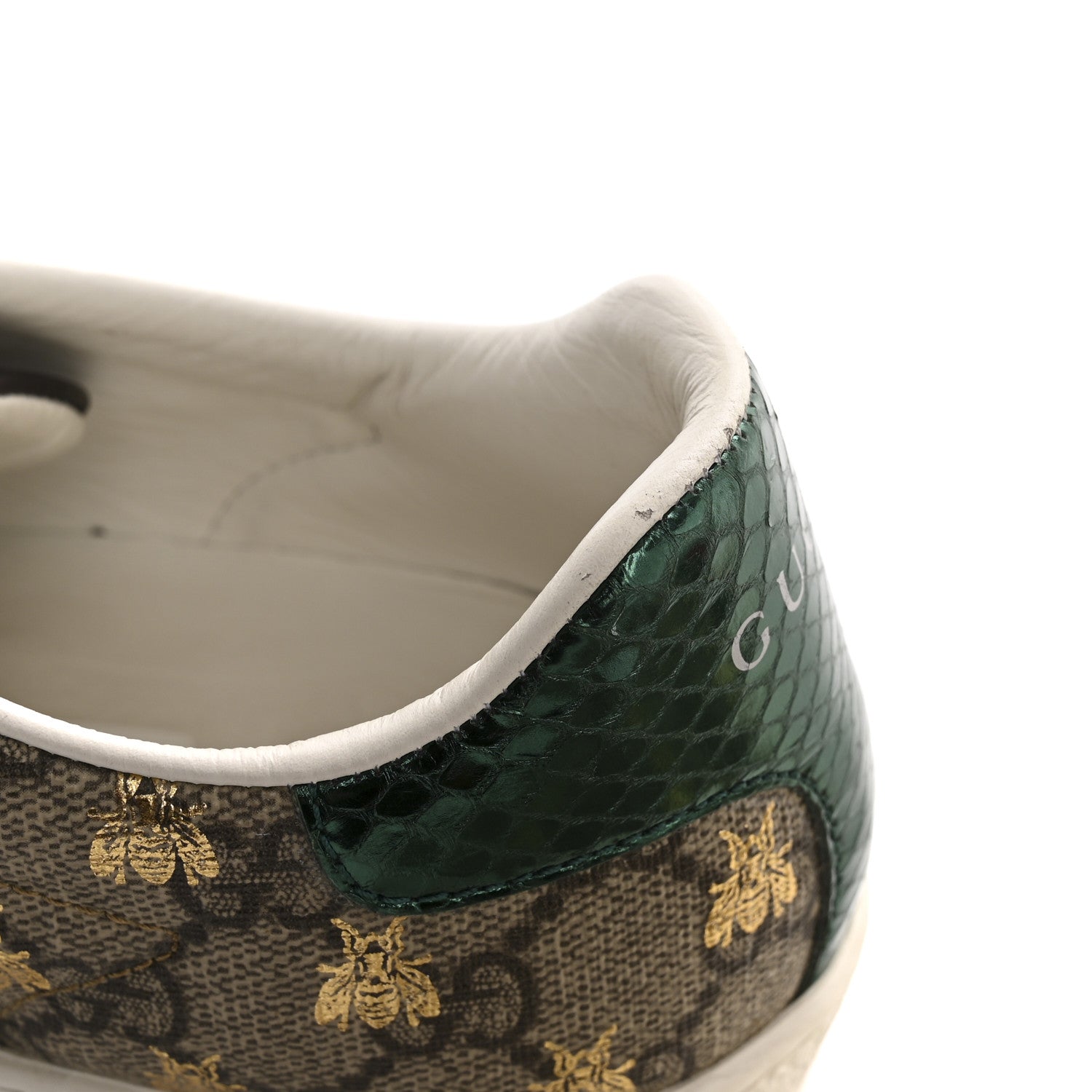 Gucci GG Supreme Monogram Bees Ayers Web Womens Ace Sneakers 37.5 Beige Oro Green Red 11 of 11