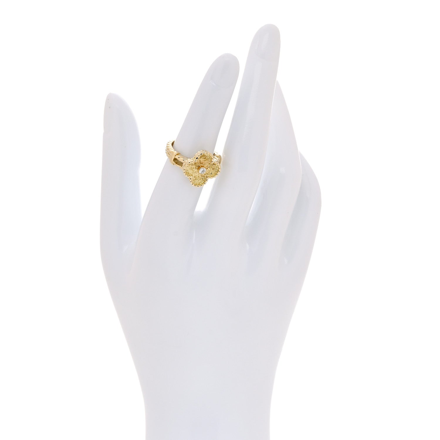 Van Cleef & Arpels 18K Yellow Gold Diamond Vintage Alhambra Ring 50 5.25 2 of 5