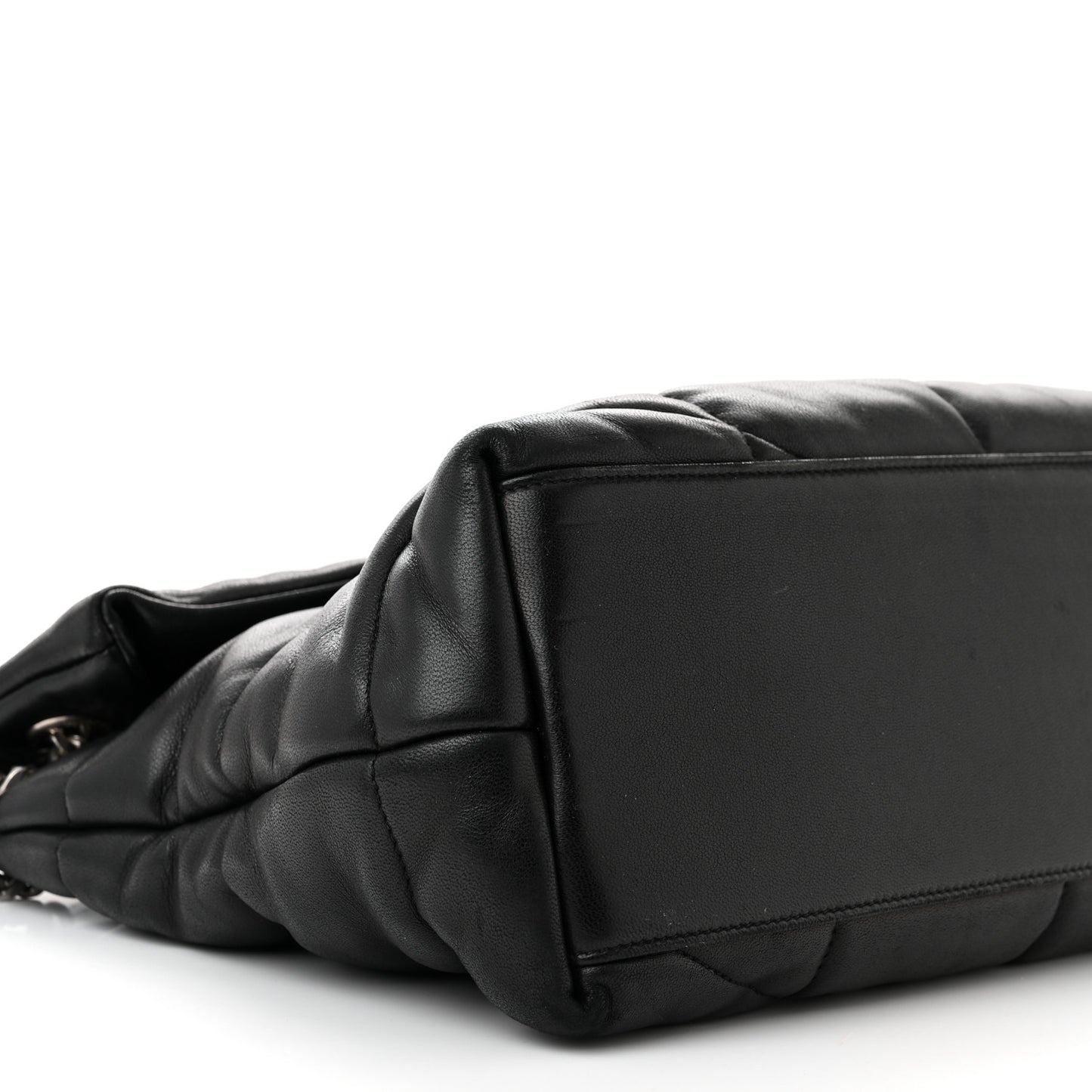 Lambskin Quilted Medium Loulou Puffer Monogram Chain Satchel Black