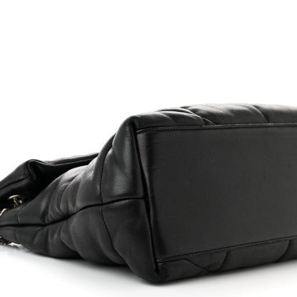 Saint Laurent Lambskin Quilted Medium Loulou Puffer Monogram Chain Satchel Black 9 of 10