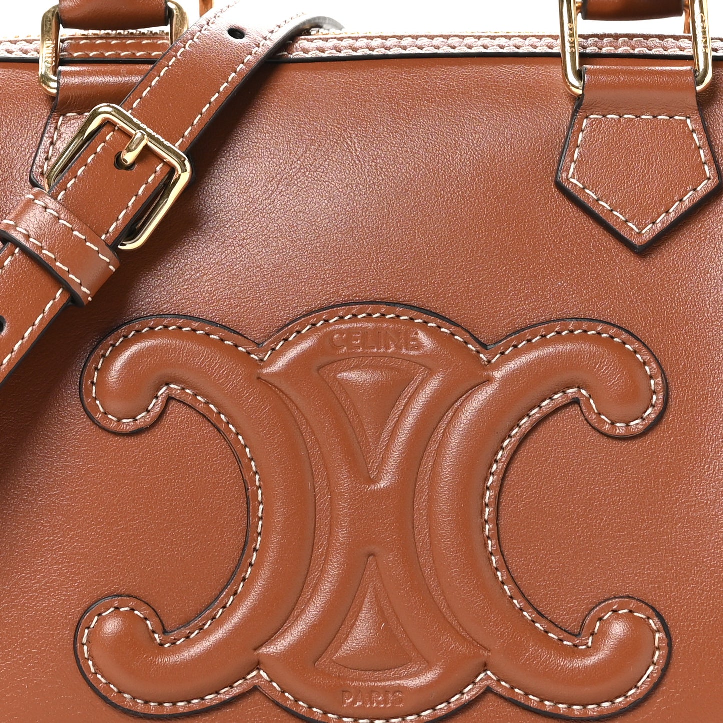 Smooth Calfskin Triomphe Small Boston Bag Tan