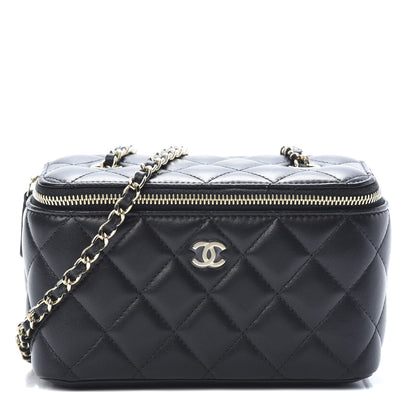 Chanel Lambskin Quilted Small Vanity Case With Chain Black 1 of 11