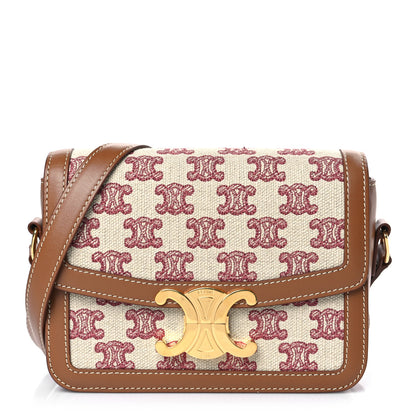 Celine Canvas Calfskin Triomphe Embroidered Teen Triomphe Bag Fox Red 1 of 9
