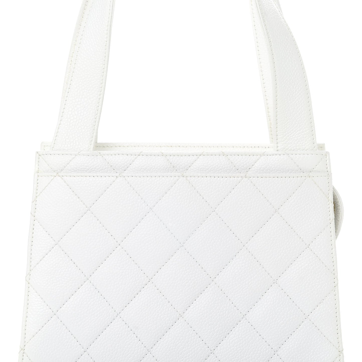 Caviar Quilted Top Handle Bag White
