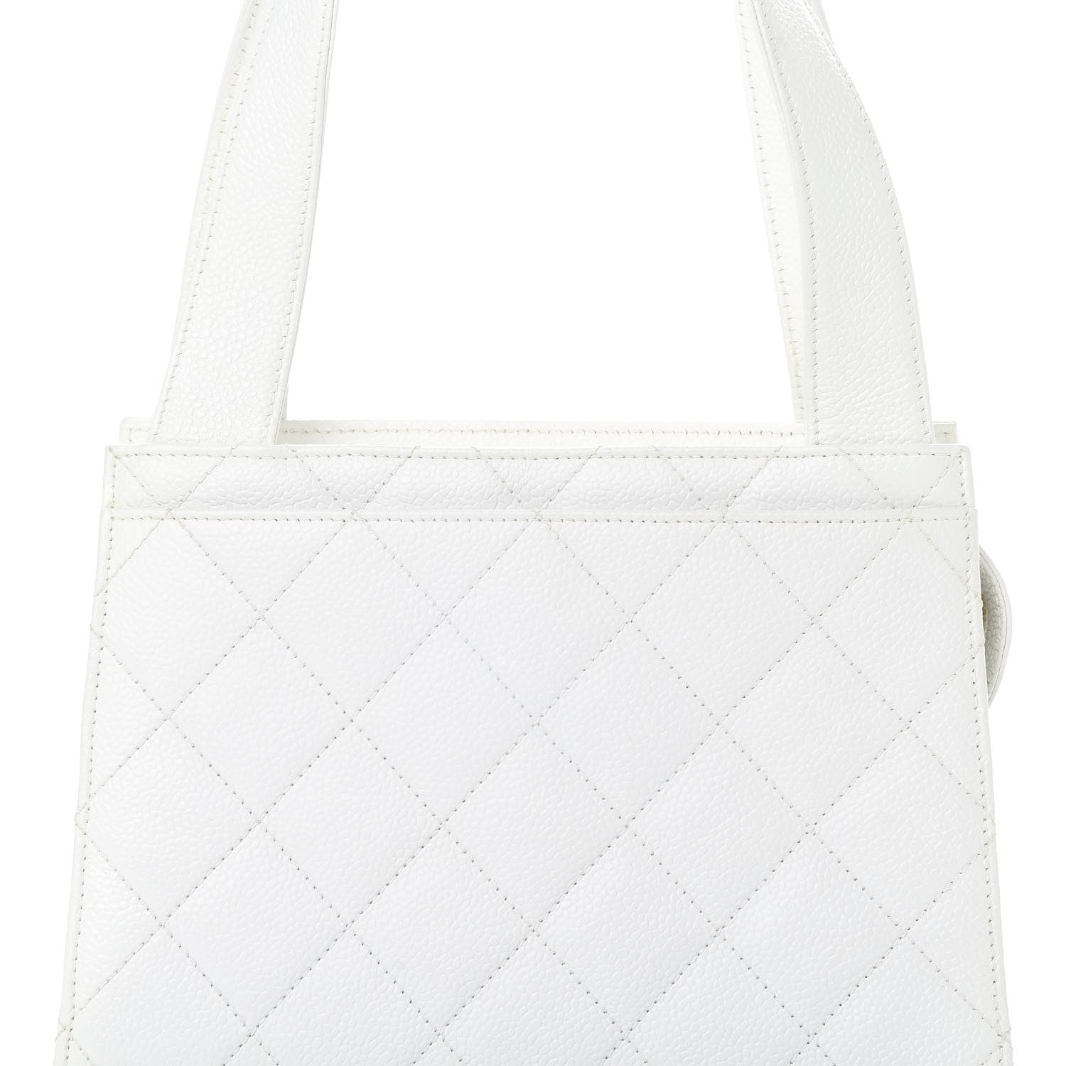 Chanel Caviar Quilted Top Handle Bag White 9 of 12