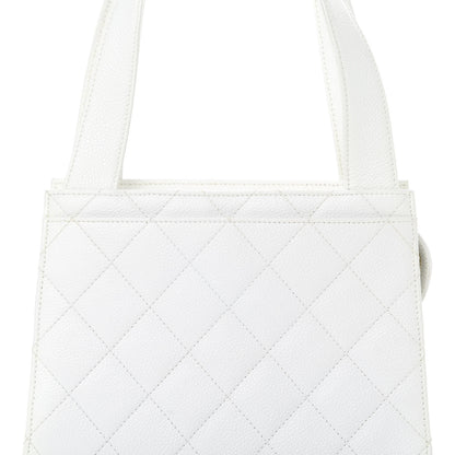 Chanel Caviar Quilted Top Handle Bag White 9 of 12
