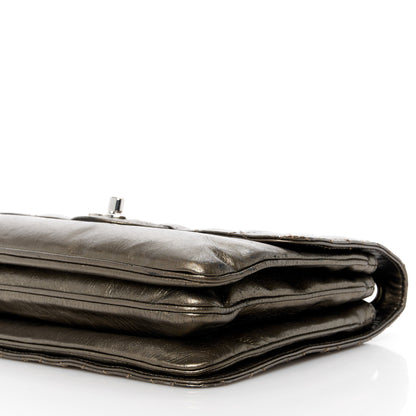 Chanel Metallic Crackled Calfskin Medium Clam's Pocket Flap Dark Silver 11 of 15