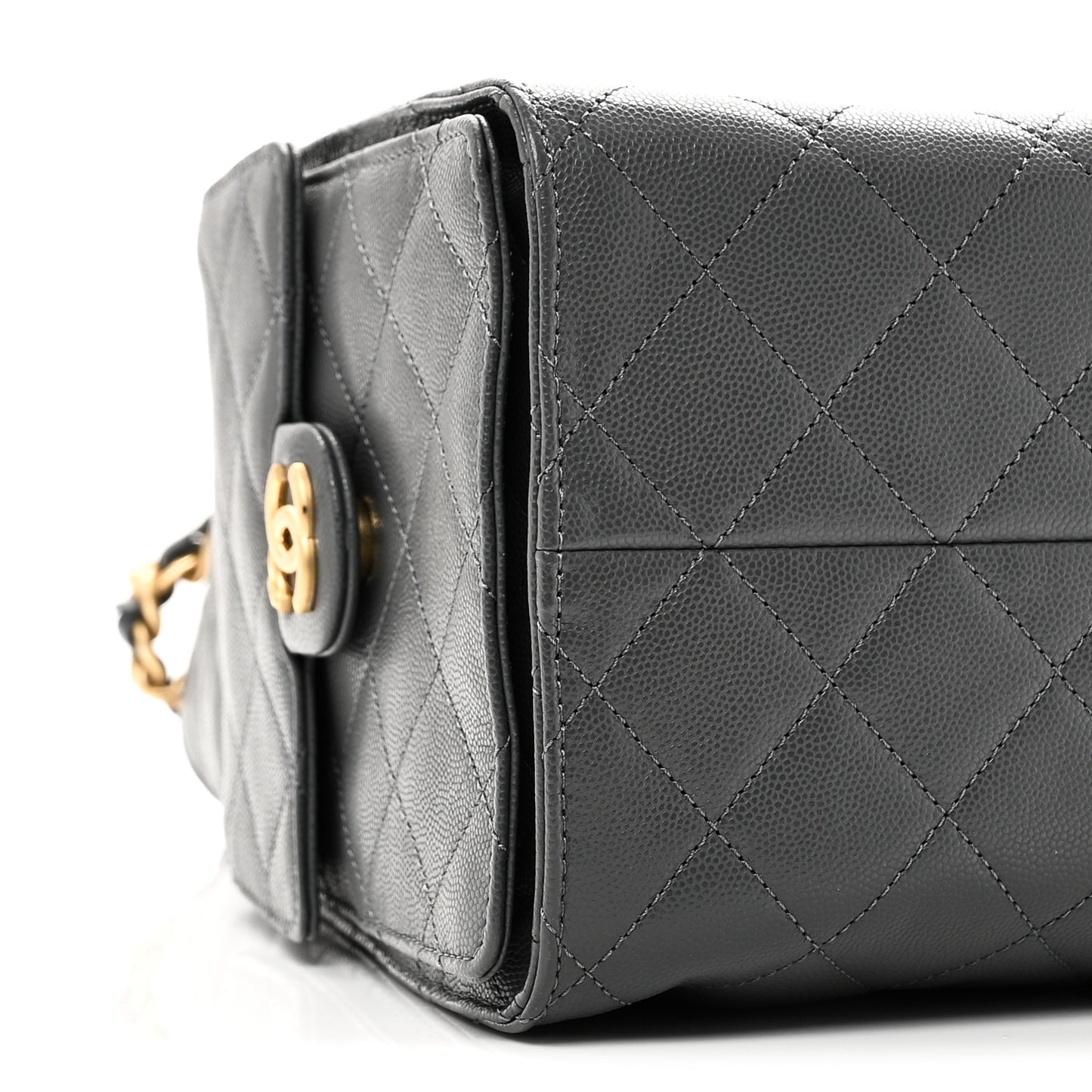 Caviar Quilted Medium Chanel 25 Handbag Dark Grey