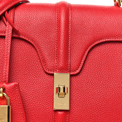 Celine Grained Calfskin Small 16 Top Handle Bag Red 7 of 9