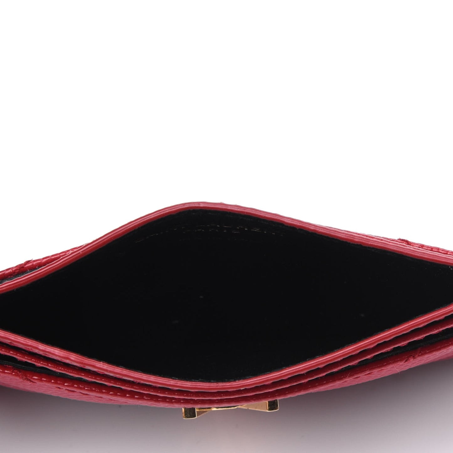 Grain De Poudre Matelasse Chevron Monogram Credit Card Case New Red