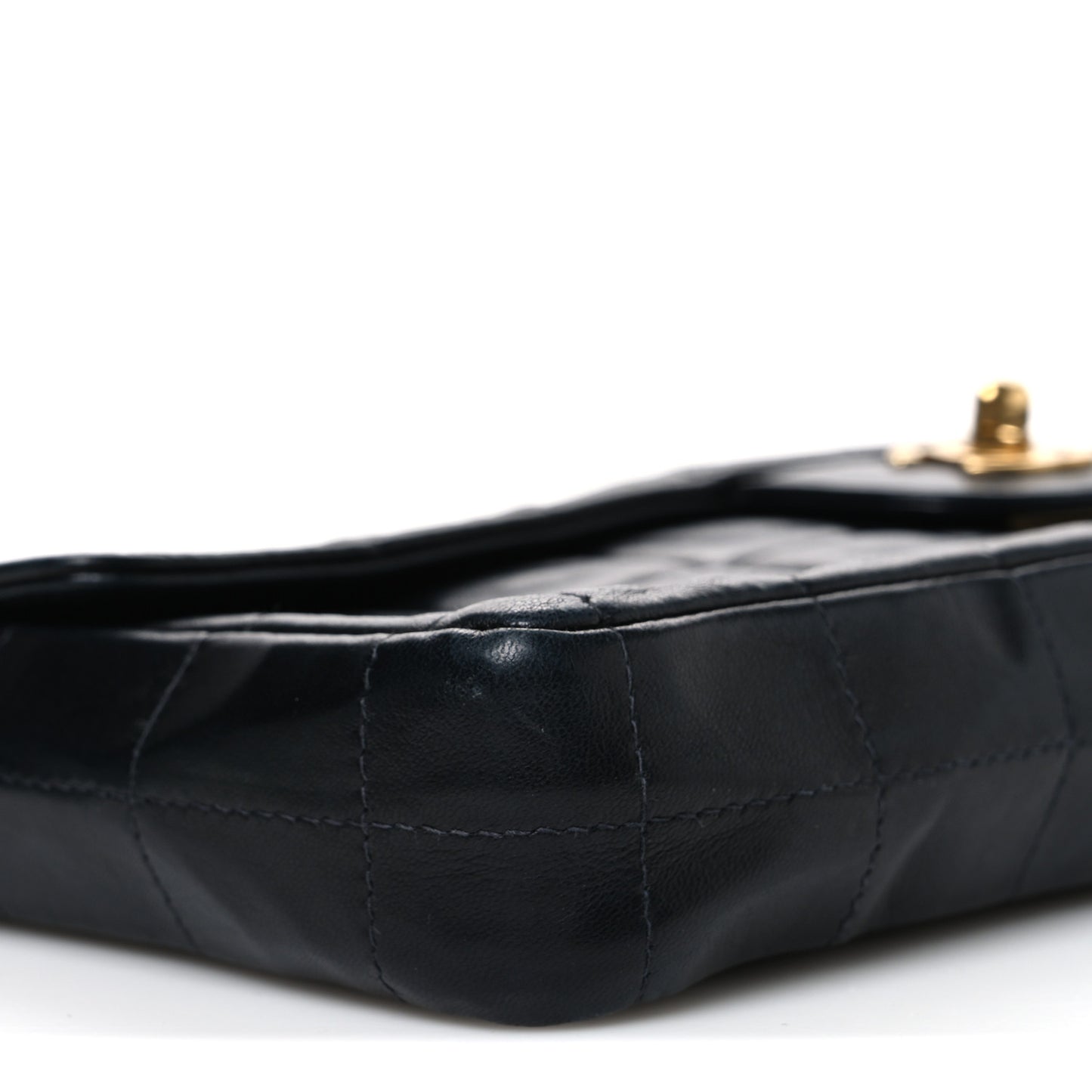 Lambskin East West Chocolate Bar Flap Black