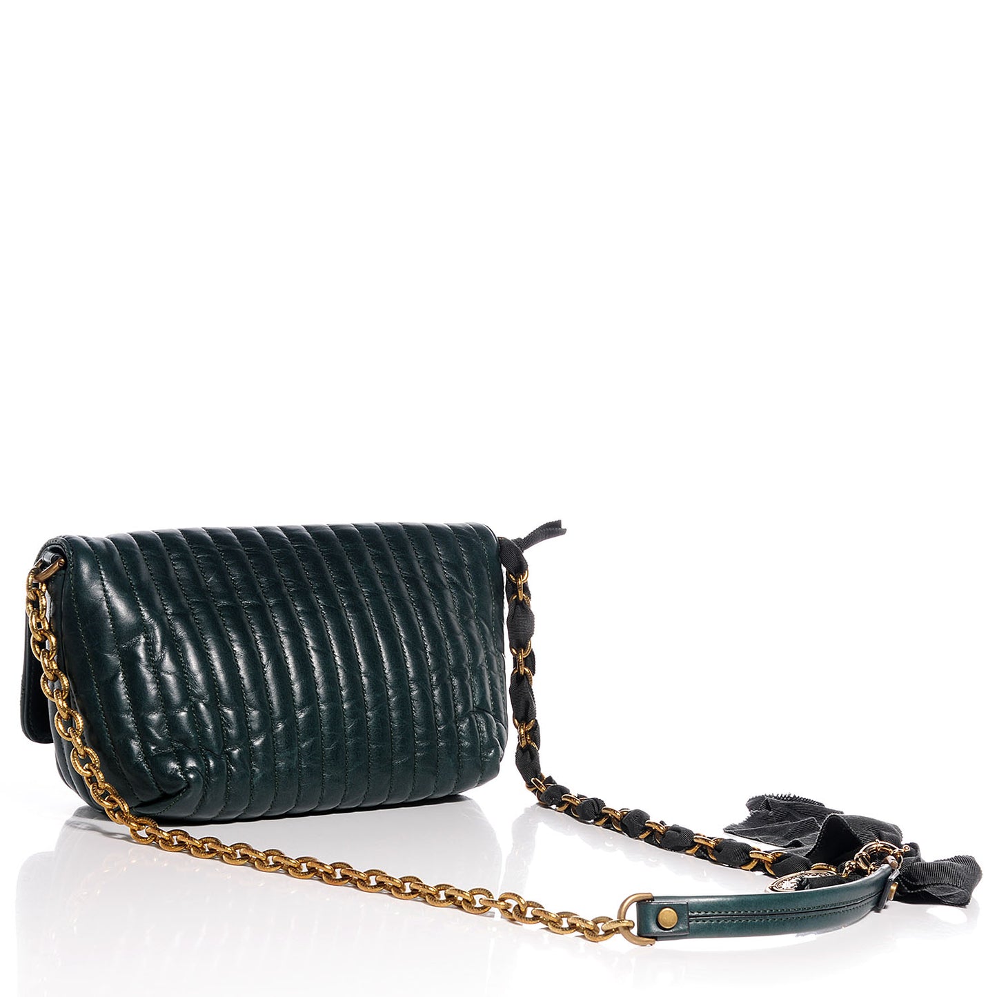 Leather Quilted Happicolo Shoulder Bag Forest