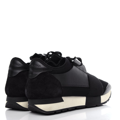 Balenciaga Mesh Calfskin Neoprene Suede Womens Race Runner Sneakers 37 Black 4 of 9