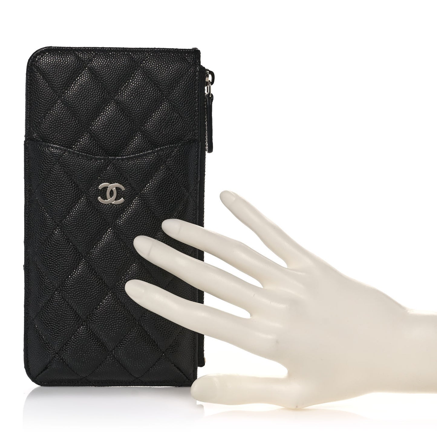 Caviar Quilted Classic Flat Wallet Pouch Black