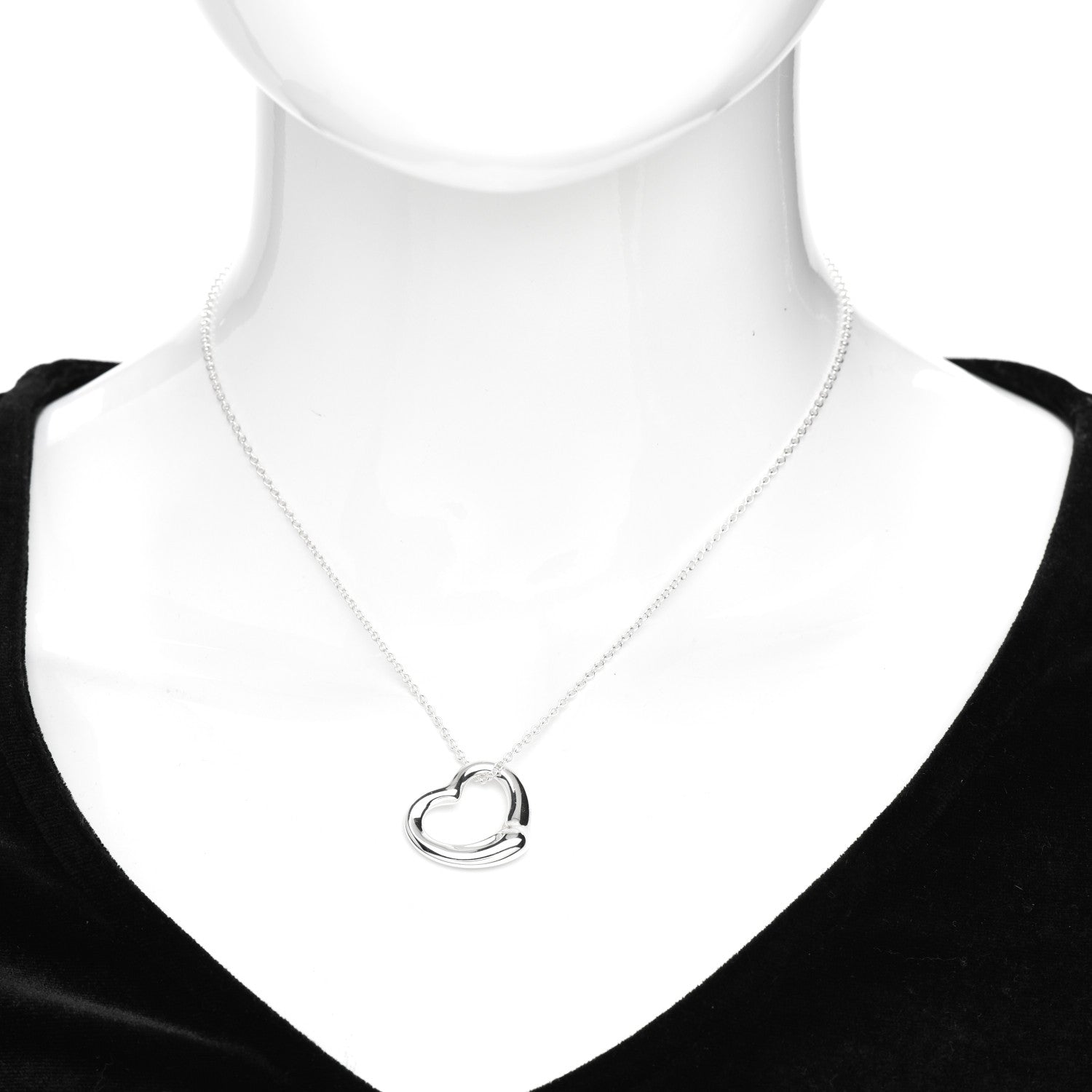 Tiffany Sterling Silver 22mm Elsa Peretti Open Heart Pendant Necklace 2 of 4