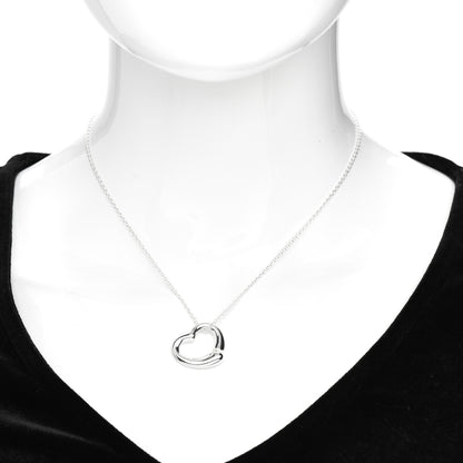 Tiffany Sterling Silver 22mm Elsa Peretti Open Heart Pendant Necklace 2 of 4