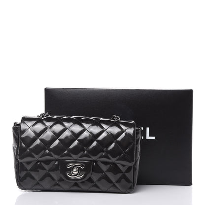 Chanel Striated Patent Quilted Mini Rectangular Flap Black 12 of 12