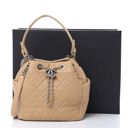 Chanel Lambskin Quilted Small CC Chain Bucket Bag Beige 17 of 18